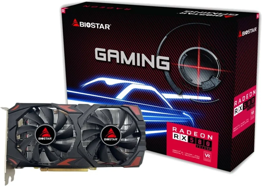 Biostar AMD Radeon RX 580 8GB 2048SP GDDR5 Graphics Card, 256-Bit PCIe 3.0 x16 Gaming GPU, DirectX 12 Video Card with HDMI/DVI/DisplayPort, Multi-Monitor Support, 4K Desktop Gaming Graphics Card