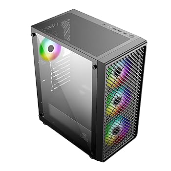 Ant Esports 211 Air Mid-Tower Computer Case/Gaming Cabinet - Black | Support ATX, M-ATX, ITX | Pre-Installed 3 x 120mm ARGB Front Fan & 1 x 120mm ARGB Rear Fan