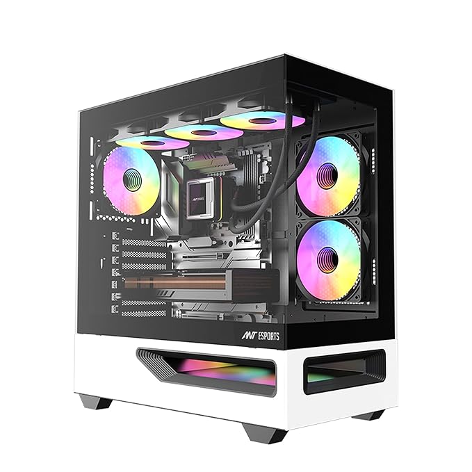 Ant Esports Crystal Spectra Computer Case/Gaming Cabinet - Black & White
