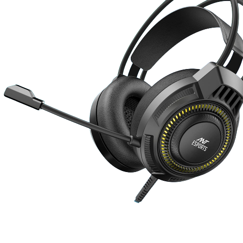 Ant Esports H580 Pro Gaming Headset with Microphone for PS4 PC Xbox one PS5 Switch Laptop, Over Ear Headphones Wired with Noise Cancelling Mic, 3.5m Audio Jack, 50mm Stereo Drivers, Led Light – Black