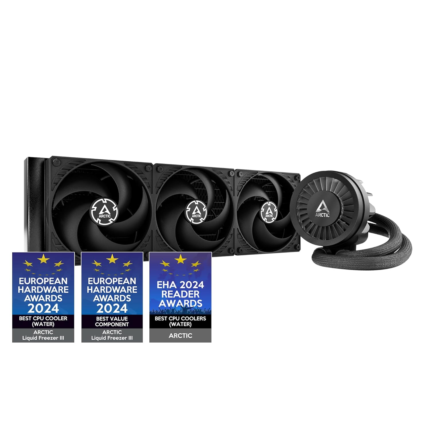 ARCTIC Liquid Freezer III 360 - Water Cooling PC, All-in-One CPU AIO Water Cooler, Intel & AMD Compatible, efficient PWM-Controlled Pump, Fan: 200-1800 RPM, LGA1851 and LGA1700 Contact Frame - Black