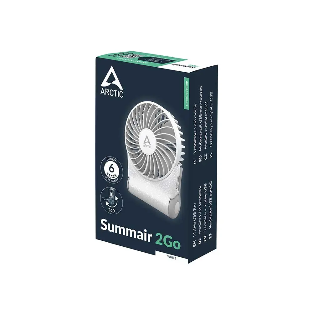 Arctic Summair 2Go Powerful Handheld Fan White
