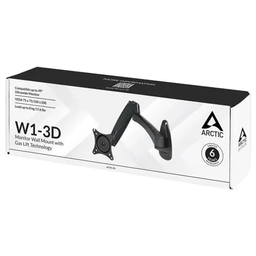 Arctic W1-3D Gas Spring Monitor Wall Mount Black