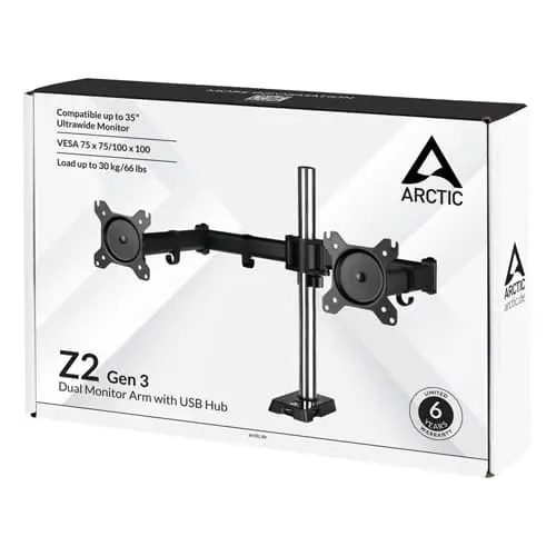 Arctic Z2 Gen 3 Dual Arm Monitor Desk Mount Black