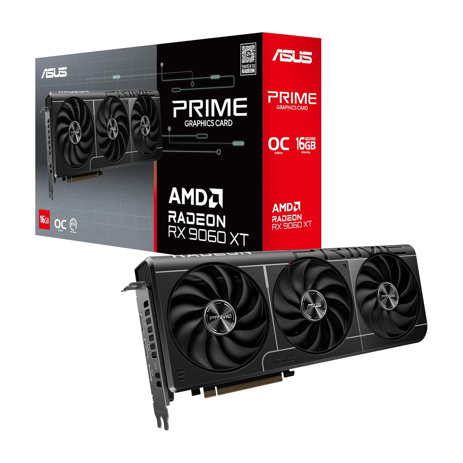 ASUS Prime Radeon RX 9060 XT DUAL 16GB GDDR6 OC Edition Graphics Card (PCIe 5.0, HDMI