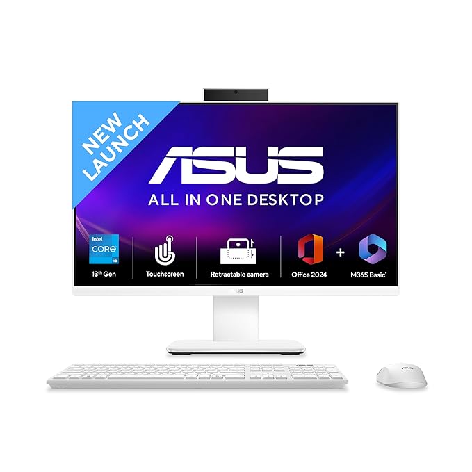ASUS V440 13th Gen,Intel Core i5-13420H,23.8" Touchscreen, FHD, All in One PC, 16GB/512GB,Windows 11,Office 24,Retractable Camera,with Wireless Keyboard & Mouse,M365