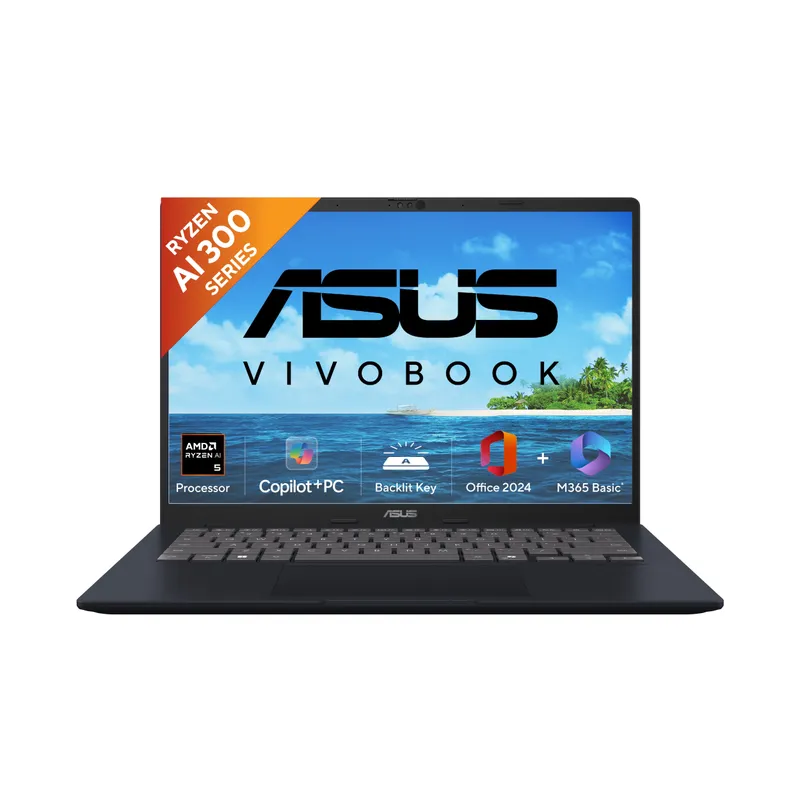 ASUS Vivobook 14,Smartchoice,AMD Ryzen AI 5 330, 16GB RAM, 512GB SSD,FHD+ 14", Win11,Office24, M365 Basic (1Yr)*,Quiet Blue, 1.46Kg,M1407KA-LY132WS,AMD Radeon iGPU, 50 Tops,Next-Gen AI Laptop