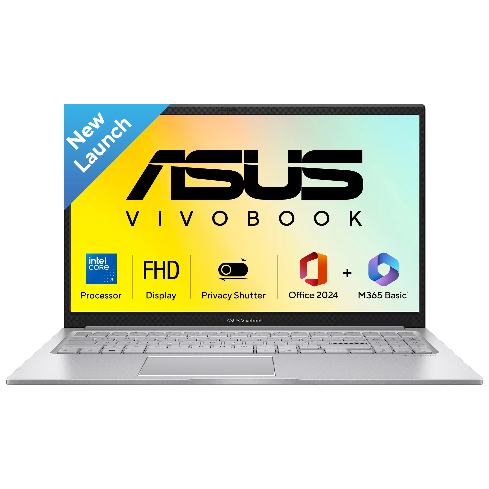 ASUS Vivobook 15, Student Laptop, Intel Core 3 100U (8GB/512GB/Intel Graphics/39.62 cm (15.6) FHD/Windows 11 Home/Office Home 2024 + M365 Basic (1 Year Validity)*) X1504VAP-IN005WS