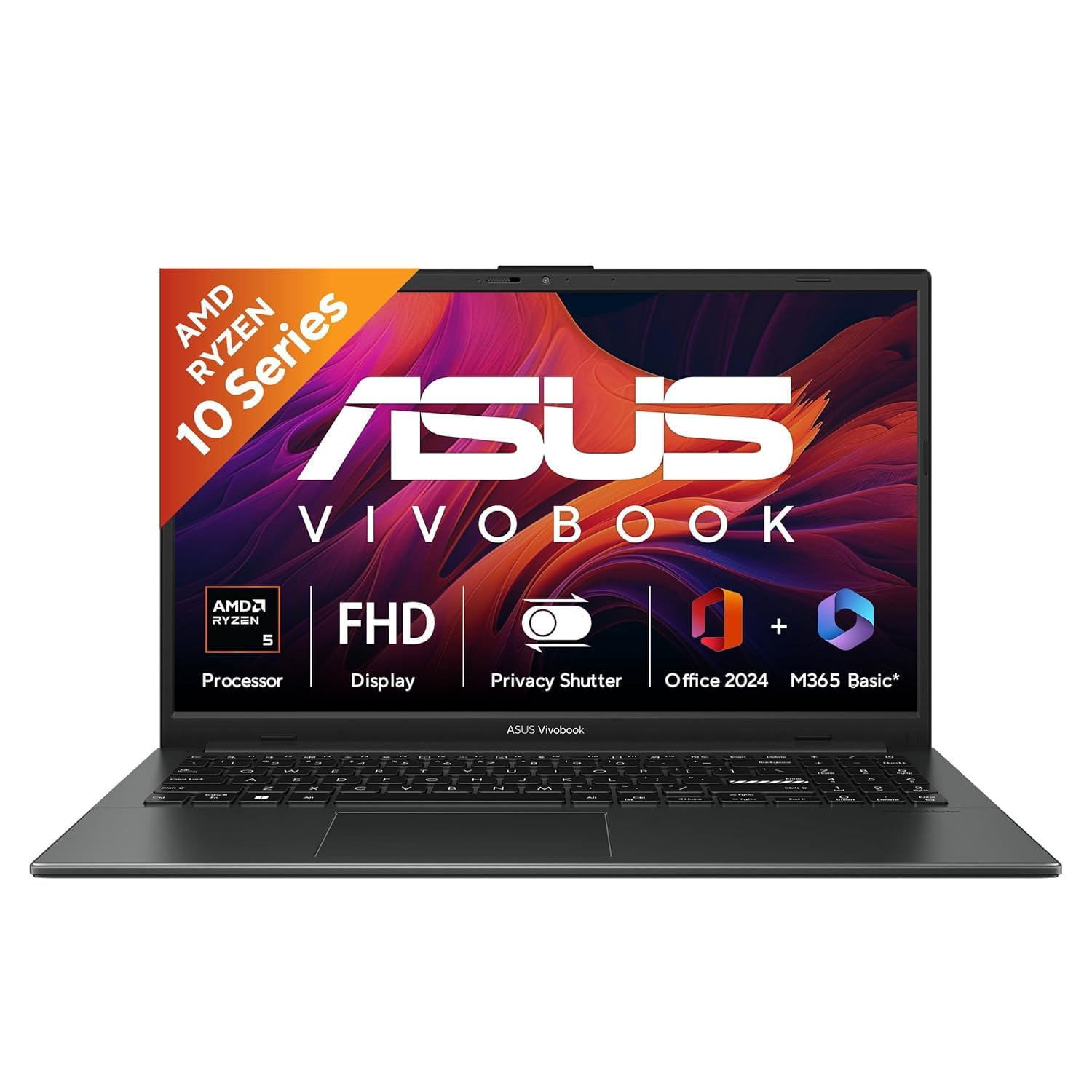ASUS Vivobook Go 15 (2026),AMD Ryzen 5 40, AMD Radeon iGPU, 8GB RAM, 512GB SSD, FHD, 15.6"(39.6 cm),Windows 11,M365 Basic(1 Year)* Office 2024,Mixed Black,1.63 Kg,E1504FA-BQ2115WS,Thin & Light Laptop