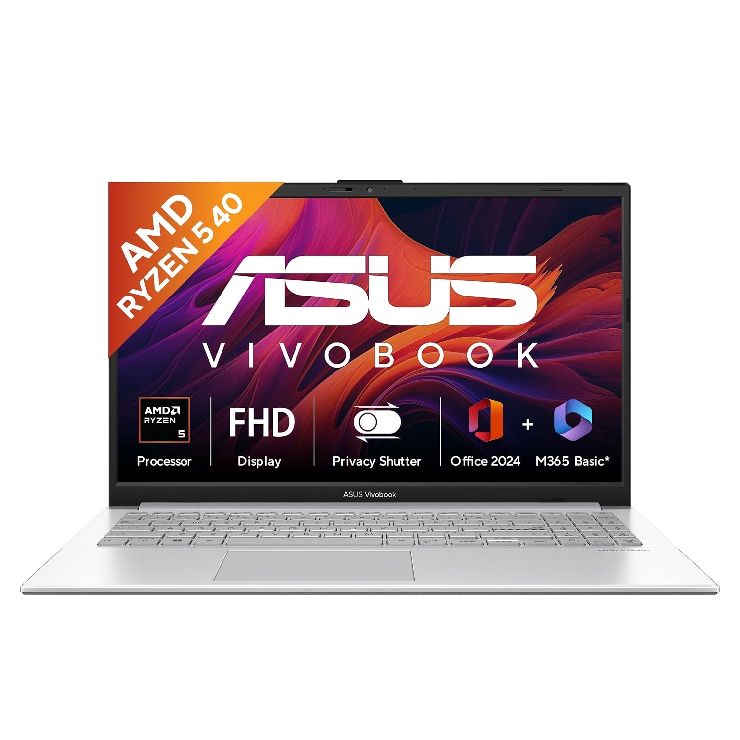 ASUS Vivobook Go 15 (2026),AMD Ryzen 5 40 Processor,AMD Radeon iGPU,8GB RAM,512GB SSD,FHD,15.6"(39.6 cm),Windows 11,M365 Basic(1Y),Office 2024,Cool Silver,1.63 Kg,E1504FA-IN5293WS,Thin & Light Laptop
