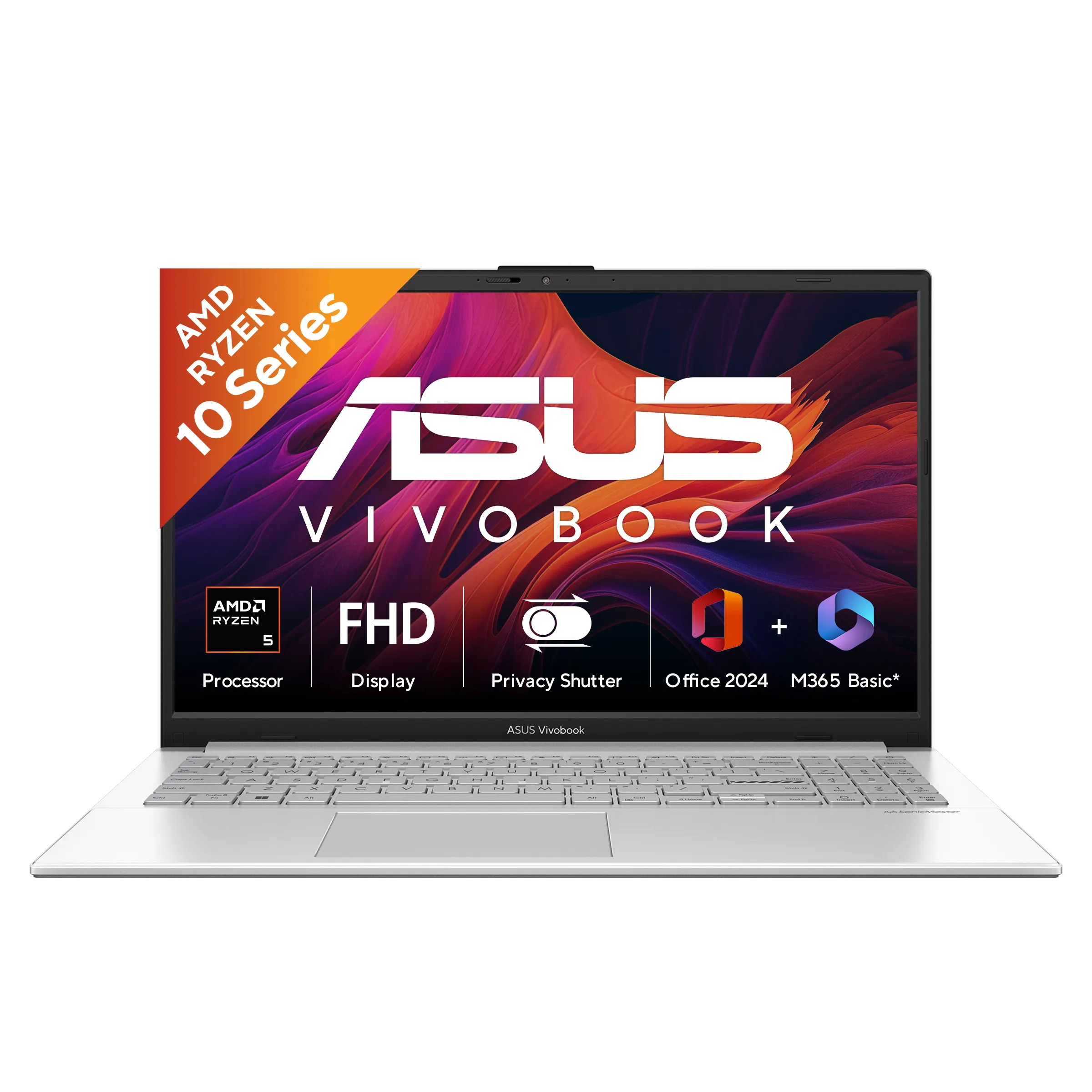 ASUS Vivobook Go 15, Student Laptop, AMD Ryzen 5 40 (16GB/512GB/AMD Radeon Graphics/39.62 cm (15.6) FHD/Windows 11 Home/Office Home 2024 + M365 Basic (1 Year Validity)*) E1504FA-IN2816WS