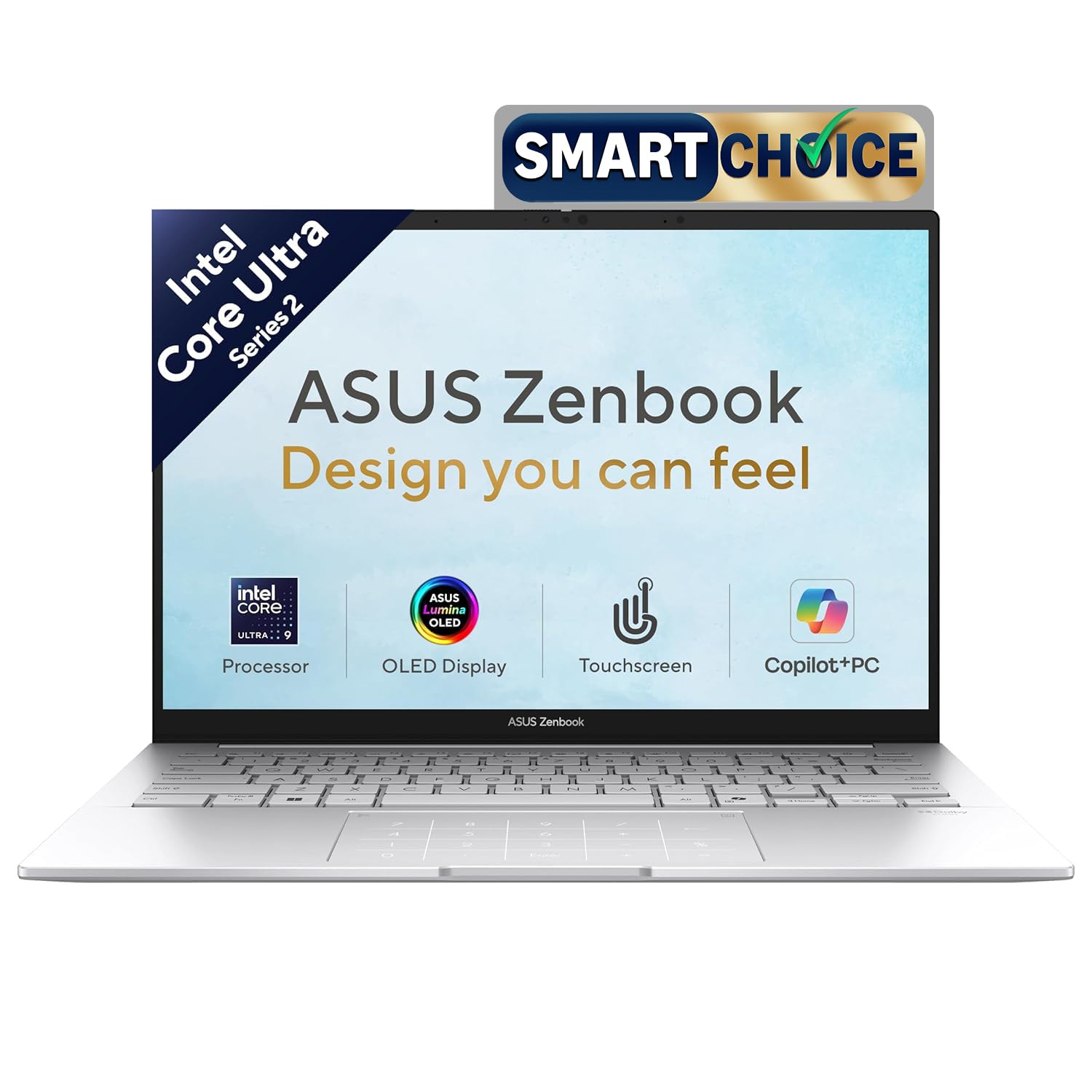 ASUS Zenbook 14 (2026),Smartchoice,Intel Core Ultra 9 285H,Intel Arc iGPU,16GB RAM,512GB SSD,OLED,Touch Screen,14"(35.5 cm),Win 11,M365 Basic(1Y),Office 24,Silver,1.28 Kg,UX3405CA-QL1692WS,AI Laptop