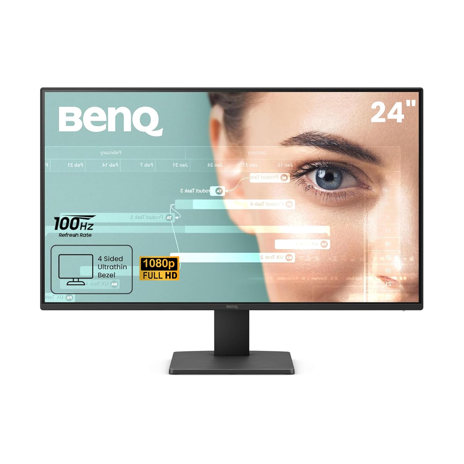BenQ GW2491 23.8” (68.58 cm) 1920x1080 FHD 100Hz IPS Eye-Care 99% sRGB Monitor| HDMI| DisplayPort| Ultra Slim Bezel| TUV-Certified| Flicker-Free|B.I.| Low Blue Light Plus (Black)