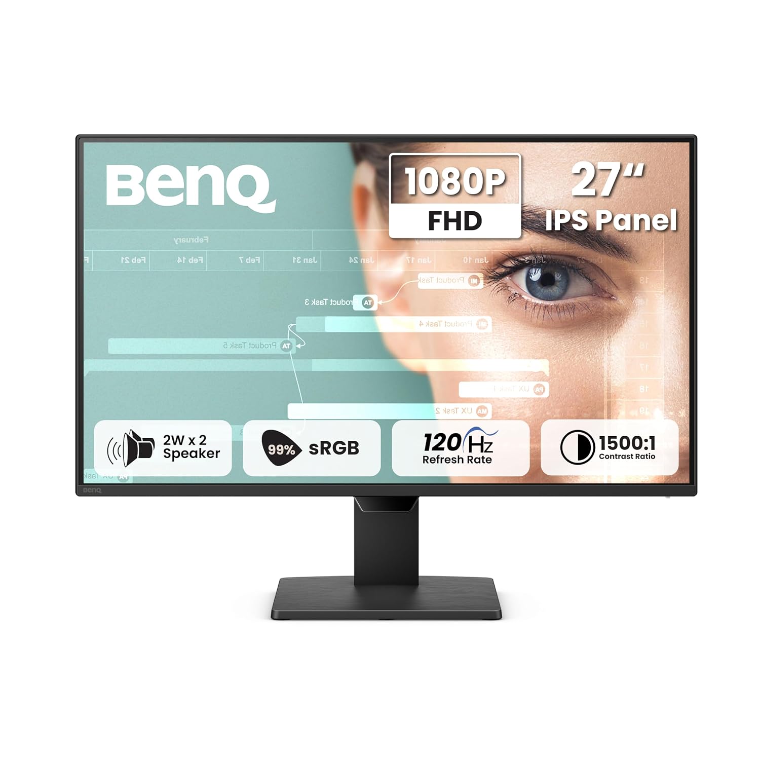 BenQ GW2790P 27"(68.58 cm) 120Hz FHD(1920x1080p) IPS Monitor|99% sRGB|Eye-careU|HDMI(v1.4)|DP(v1.2)|Ultra Thin Bezel|1 ms|Eyesafe|VESA MediaSync|B.I.| Speakers|Visual Optimizer|TUV-Certified