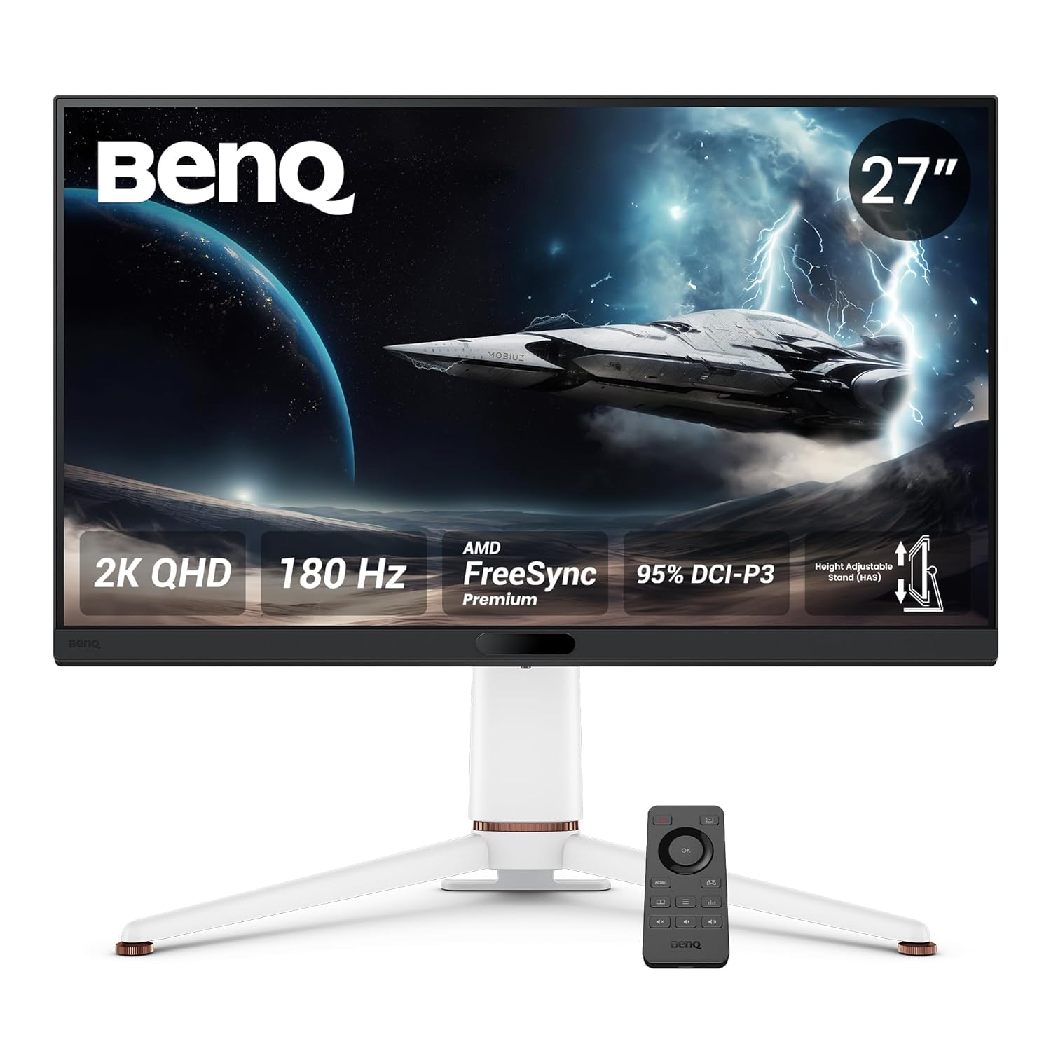 BenQ MOBIUZ EX271Q 27” QHD 180Hz Gaming Monitor – Immersive Visuals, Ultra-Smooth Gameplay (White)
