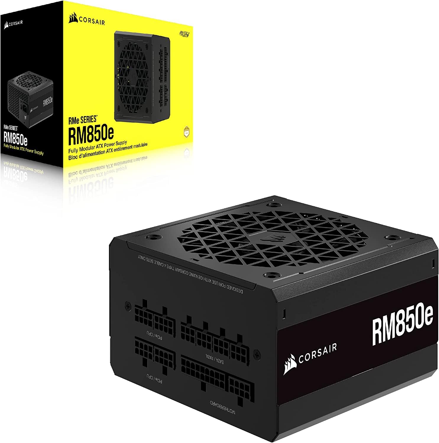 Corsair RM850e Fully Modular Low-Noise ATX Power Supply - ATX 3.0 & PCIe 5.0 Compliant - 105°C-Rated Capacitors - 80 Plus Gold Efficiency - Modern Standby Support - Black