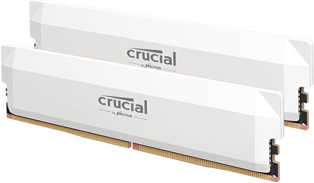 Crucial DDR5 RAM 32GB Kit (2x16GB) 6400MHz CL38, Overclocking Desktop Gaming Memory, Intel XMP 3.0 & AMD Expo Compatible – White CP2K16G64C38U5W