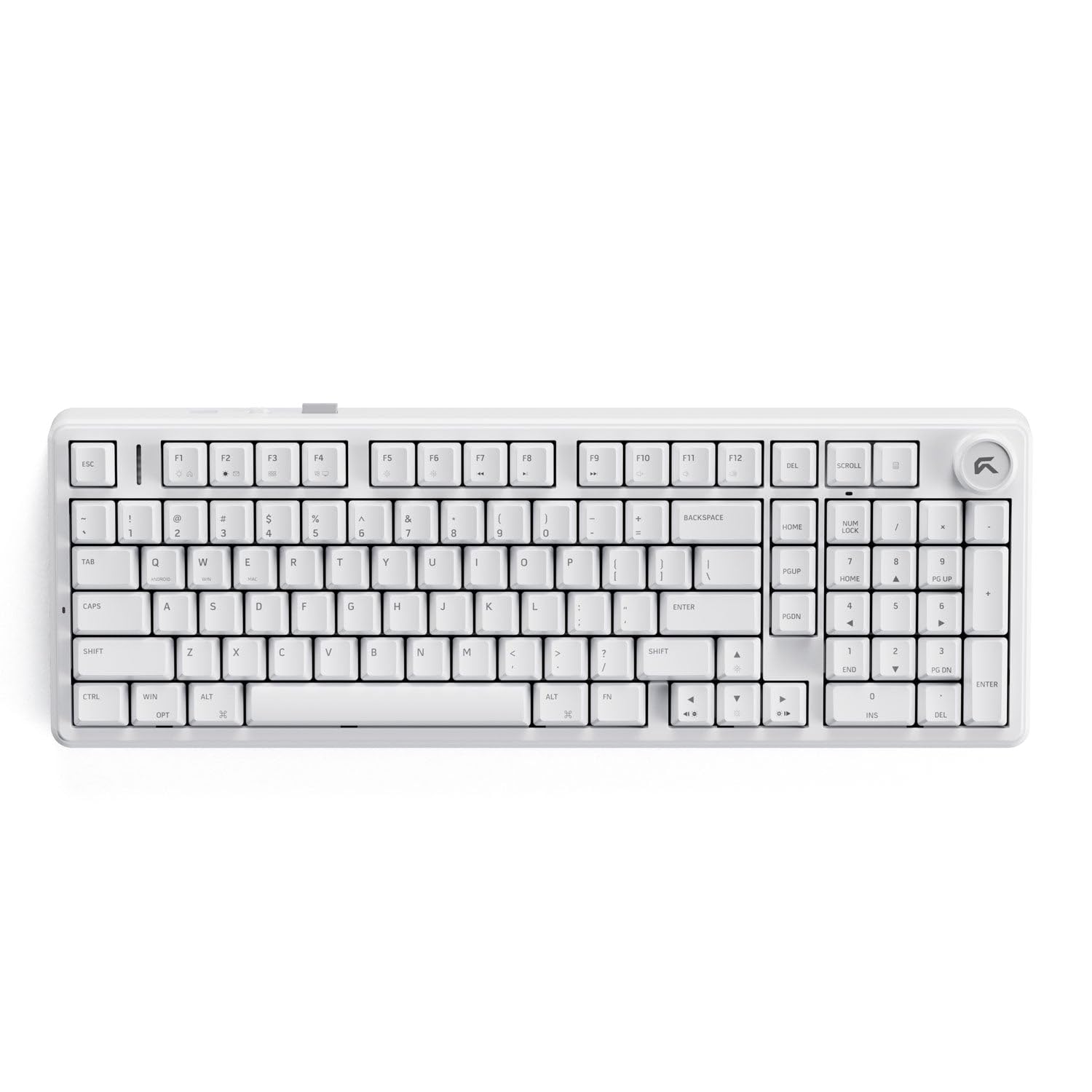 CYBEART Akula 99 Wireless Mechanical Keyboard, 99 Keys with Multimedia Knob, Bluetooth 5.1/2.4GHz/Wired, Hot-Swappable, RGB Backlit, Linear Switches, PBT Keycaps, 8000mAh, White