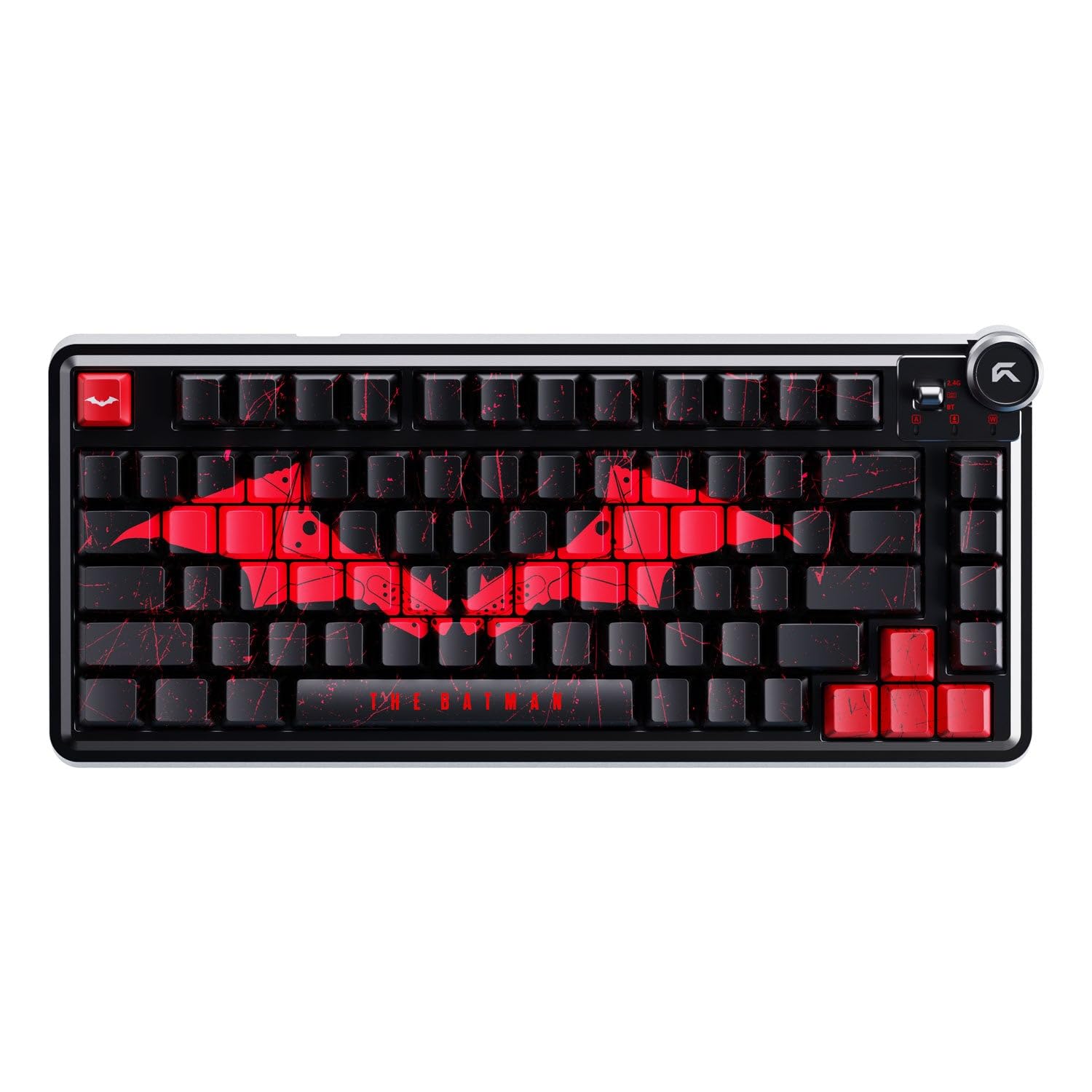 CYBEART Nighthawk 75 The Batman Edition Wireless Mechanical Keyboard, 81 Keys with Multimedia Knob, Tri-Mode Bluetooth 5.1/2.4GHz/Wired, Hot-Swappable, RGB Backlit, PBT Keycaps, 4000mAh Battery