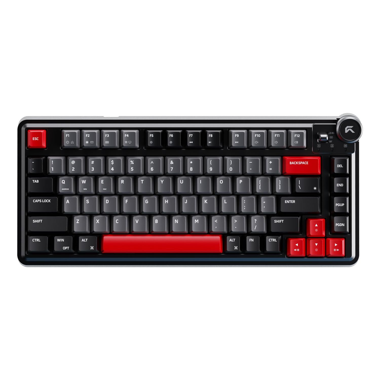 CYBEART Nighthawk 75 Wireless Mechanical Keyboard, 81 Keys with Multimedia Knob, Tri-Mode Bluetooth 5.1/2.4GHz/Wired, Hot-Swappable, RGB Backlit, Linear Switches, PBT Keycaps, 4000mAh Battery