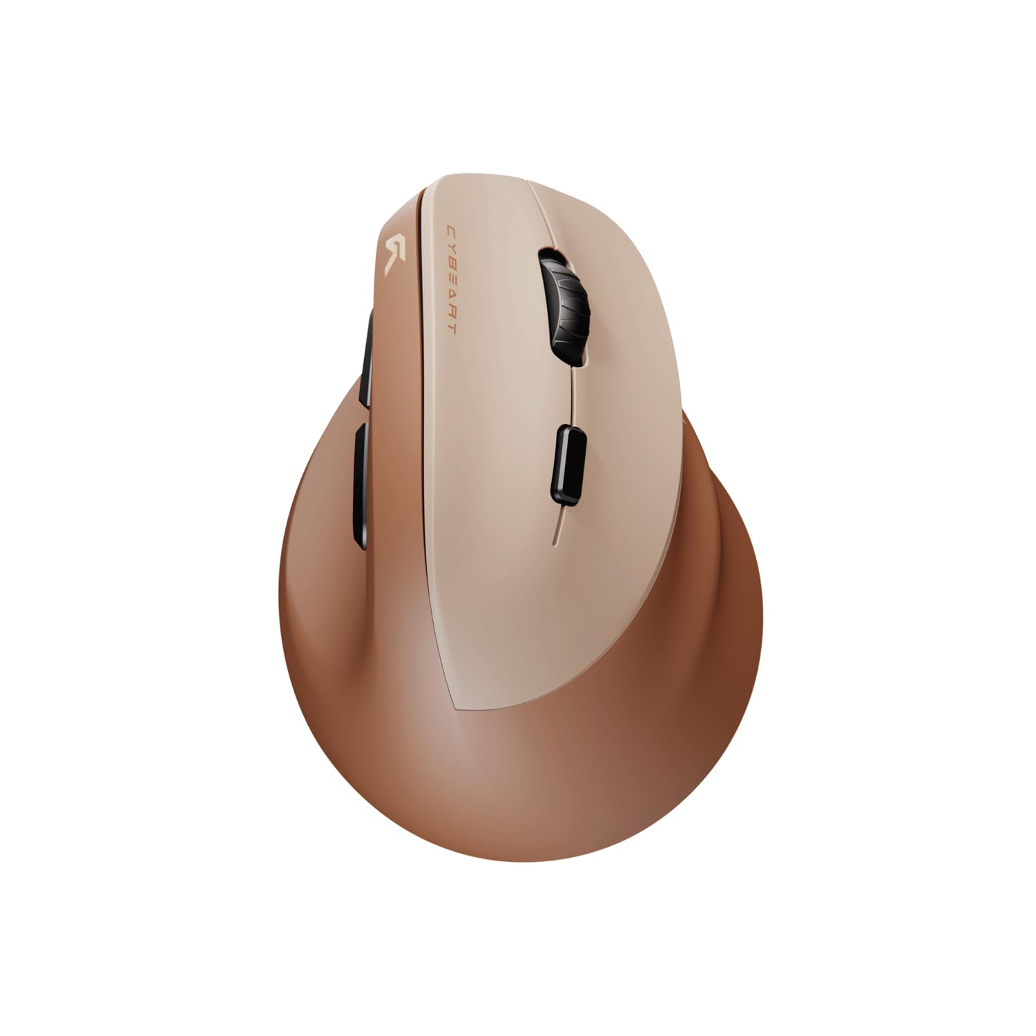 Cybeart | Arcus Wireless Ergonomic Mouse | Dual Mode (2.4 GHz + BT 5.1) | 2400 Adjustable DPI | Silent Switches (3M Clicks) | Connect 3 Devices - Mac & Windows | Comfort Grip Design (Mocha Mouse)