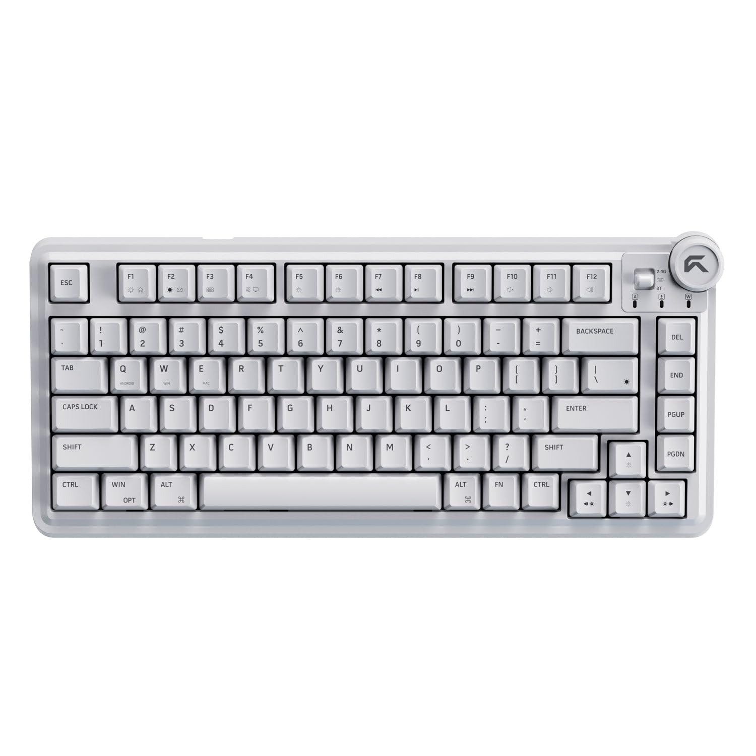 Cybeart | Nighthawk 75 - TKL Wireless RGB Mechanical Keyboard | MKII Pre-Lubed Switches | 4000 mAh Battery | 5-Layer Gasket | Hot-Swappable | Tri-Mode (White)