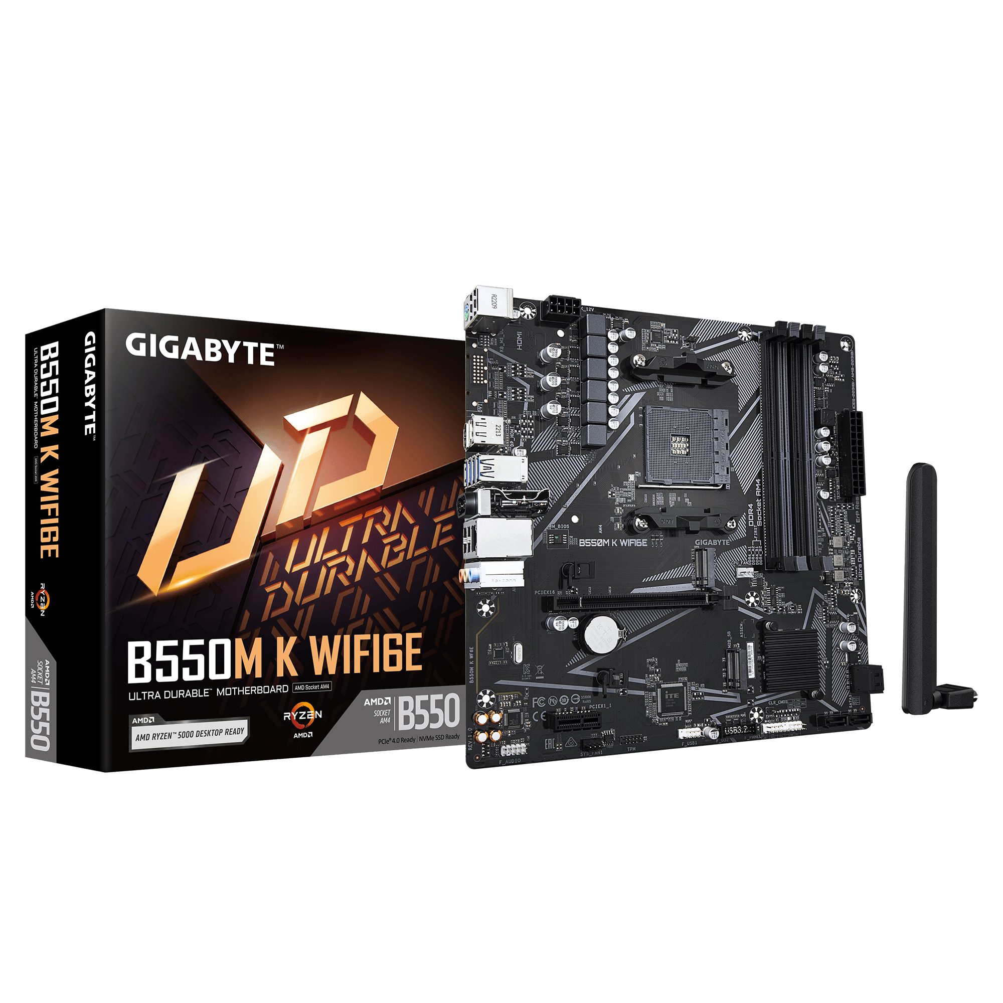 GIGABYTE B550 Ultra Durable Motherboard with WIFI EZ-Plug, Wi-Fi 6E, Digital VRM Solution, PCIe 4.0 x16 Slot, Dual PCIe 4.0/3.0 M.2 Connectors, GbE LAN, Smart Fan 6 with FAN STOP