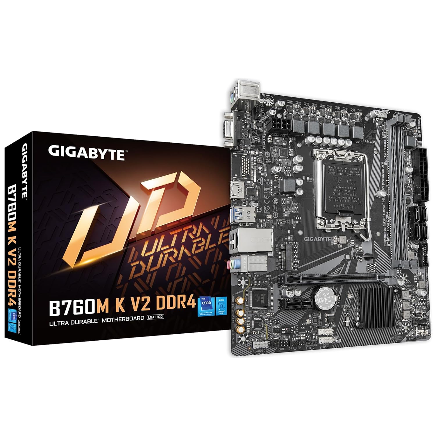 GIGABYTE B760M K V2 DDR4 Motherboard | Intel B760 | Micro ATX | DDR4 | PCIe 4.0 | Budget Gaming | HDMI | Smart Fan 6
