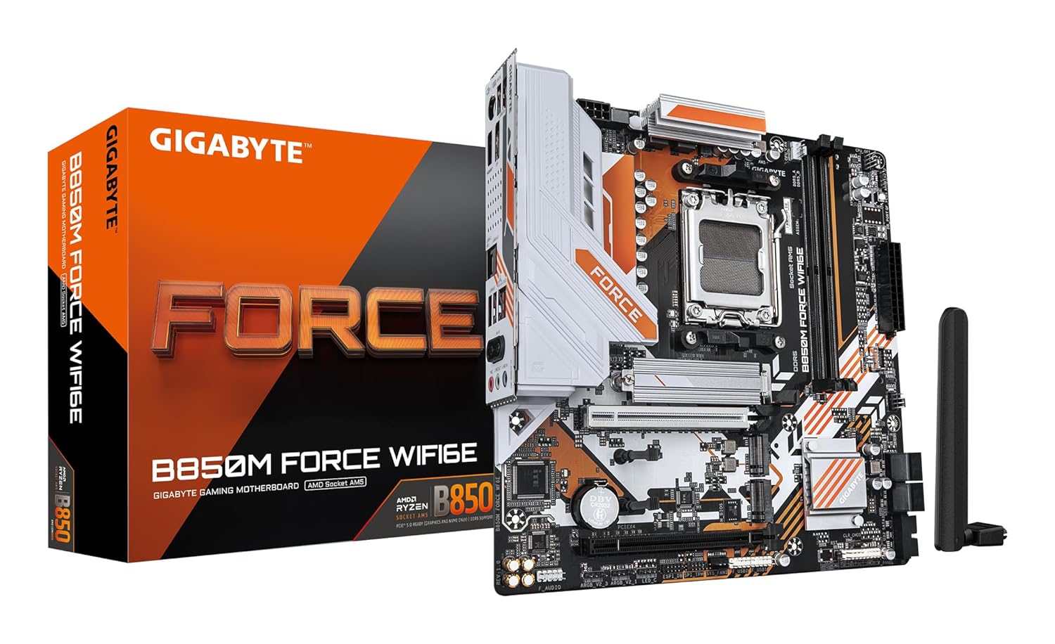 Gigabyte B850M Force WIFI6E AMD 2DIMM Motherboard Supports AMD Ryzen™ 9000/8000 / 7000 Series Processors, with X3D Turbo Mode,2.5GbE LAN, 802.11ax Wi-Fi 6E,1 x USB Type-C® Port