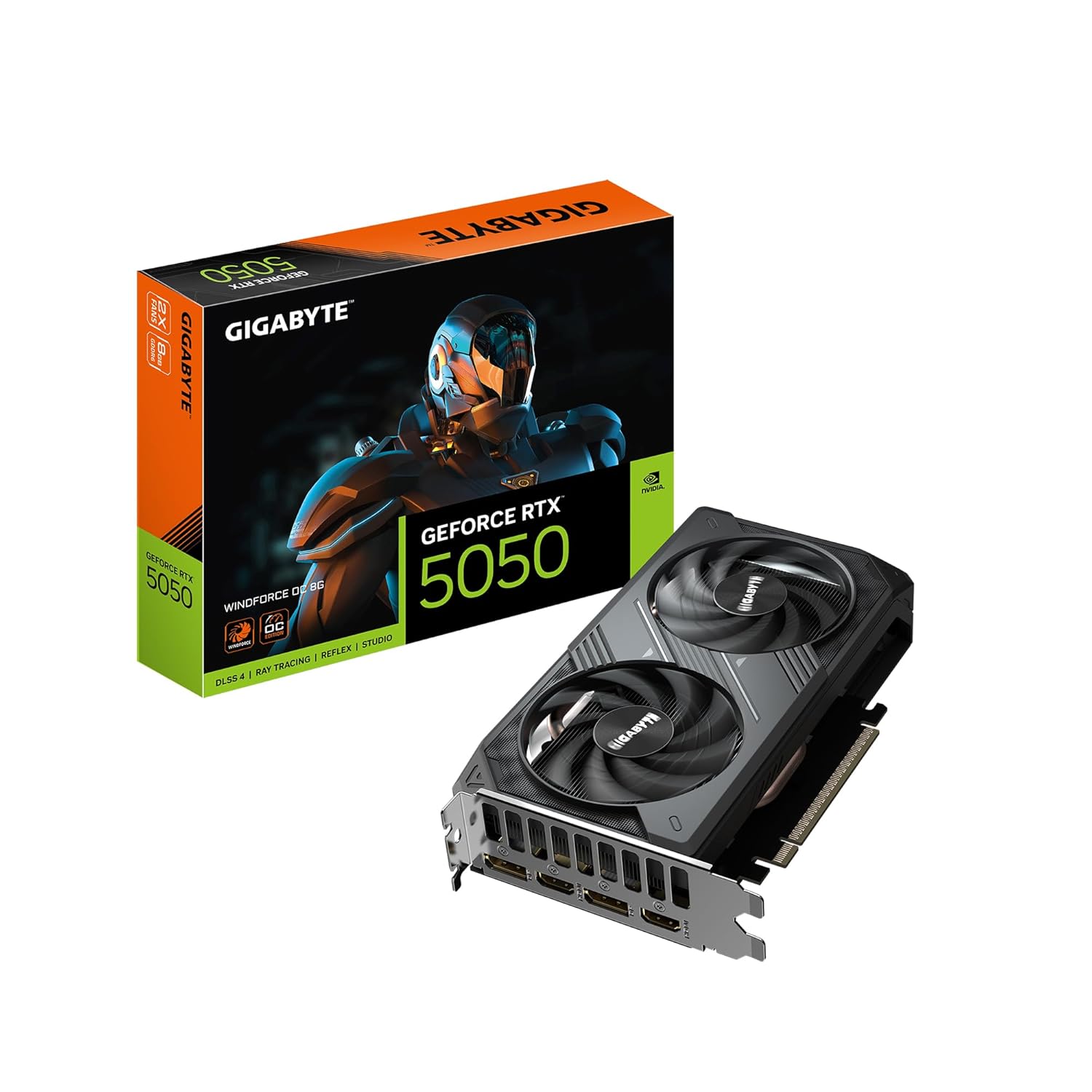 GIGABYTE GeForce RTX 5050 WINDFORCE OC 8GB GDDR6, PCIe 5.0 Graphics Card – Blackwell DLSS 4, 2587 MHz Boost Clock, Twin Hawk Fans, Thermal Gel