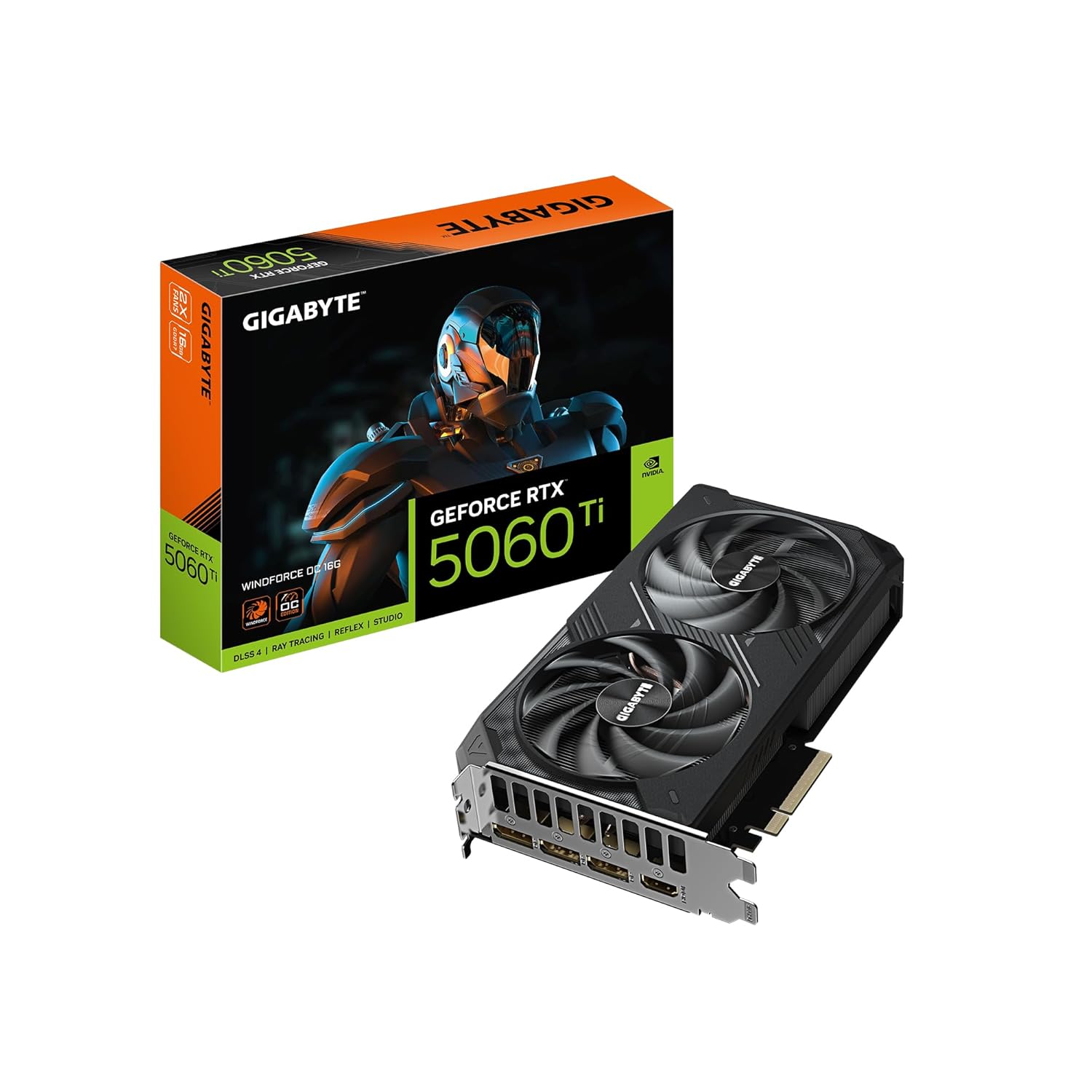 GIGABYTE GeForce RTX 5060 Ti WINDFORCE OC 16G Graphics Card, 16GB 128-bit GDDR7, PCIe 5.0, WINDFORCE Cooling System, GV-N506TWF2OC-16GD Graphic Card