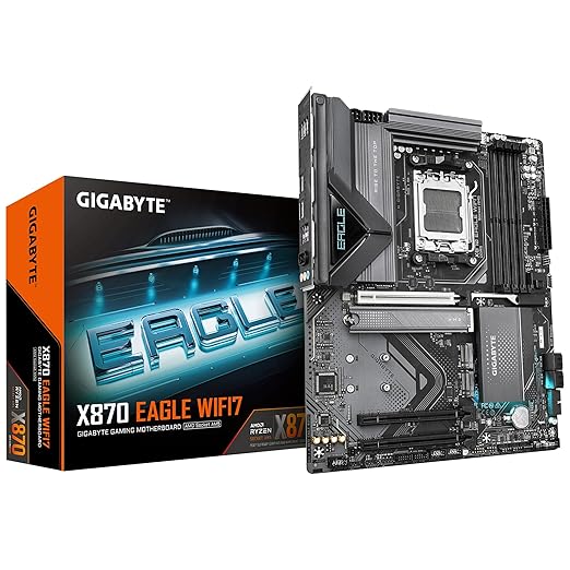 GIGABYTE X870 Eagle WIFI7 AMD AM5 LGA 1718 Motherboard, ATX, DDR5, 4X M.2, PCIe 5.0, USB4, WIFI7, 2.5GbE LAN, EZ-Latch, 5-Year Warranty