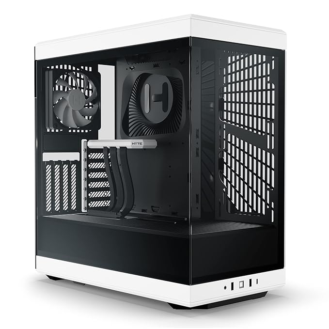Hyte Y40 Modern Aesthetic Panoramic Tempered Glass Mid-Tower ATX Computer Gaming Case with PCIE 4.0 Riser Cable Included | Black/White