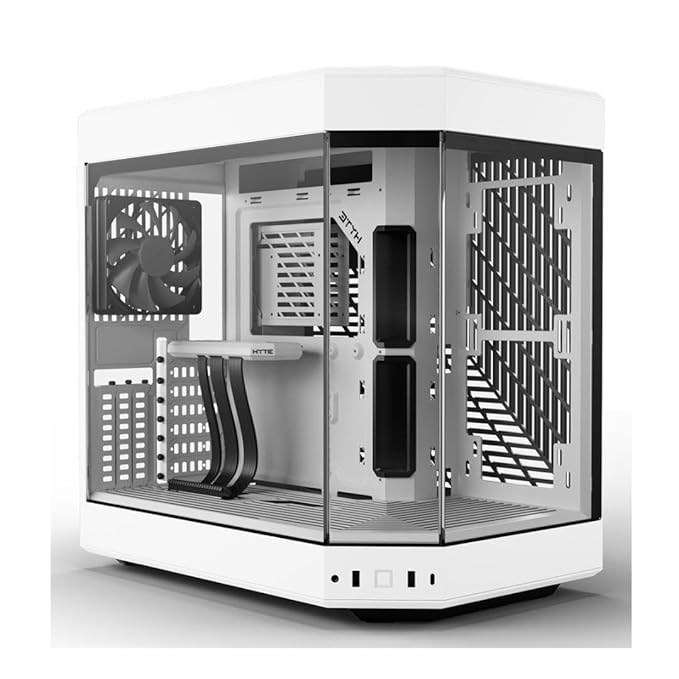 HYTE Y60 Modern Aesthetic Dual Chamber Panoramic Tempered Glass Mid-Tower ATX Computer Gaming Case with PCIE 4.0 Riser Cable Included, Snow White