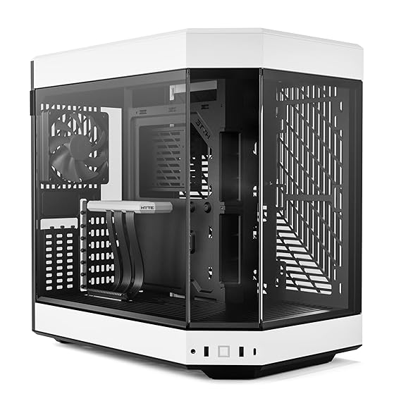 HYTE Y60 Modern Aesthetic Dual Chamber Panoramic Tempered Glass Mid-Tower ATX Computer Gaming Case with PCIE 4.0 Riser Cable Included, White