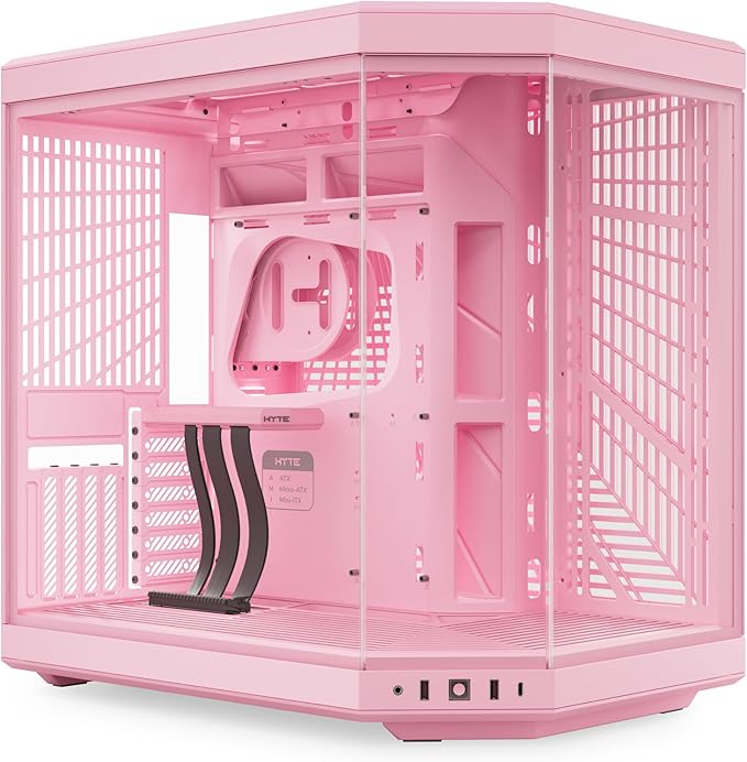 Hyte Y70 Mid-Tower ATX Gaming PC Desktop Case - Panoramic Tempered Glass - Dual Chamber - High Airflow Chassis - PCIE 4.0 Riser Cable Included - New Modern Aesthetic - Strawberry Milk (Pink)
