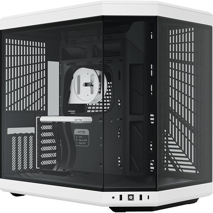 HYTE Y70 Upgraded Modern Aesthetic Dual Chamber Panoramic Tempered Glass Mid-Tower ATX Computer Gaming Case with PCIE 4.0 Riser Cable Included, White