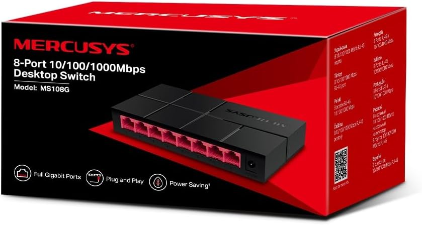 Mercusys MS108G, Desktop Switch, 8 * 10/100/1000Mbps Gigabit LAN Ports, 2 Year Warranty, Black Color