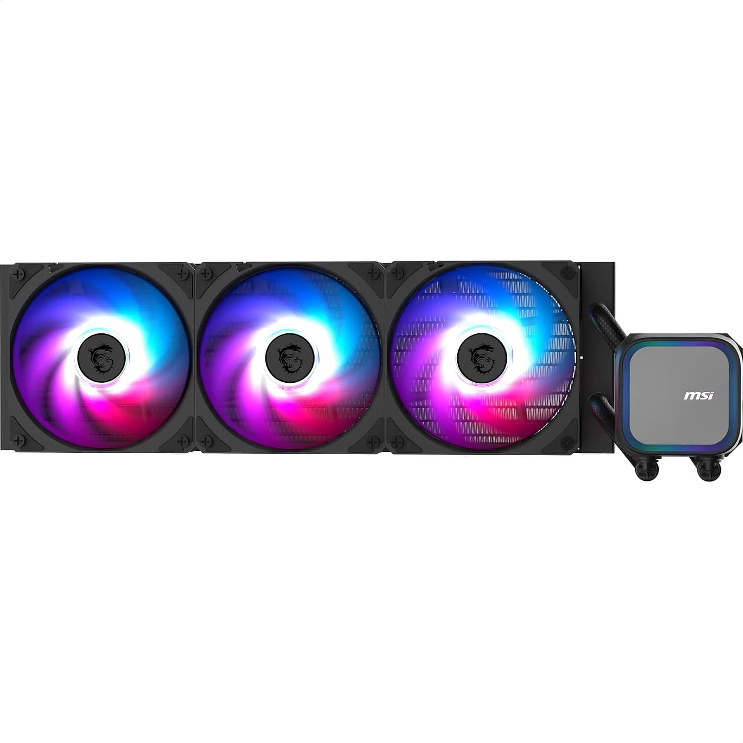 MSI MAG CORELIQUID A13 360 AIO CPU Liquid Cooler - Full CPU Coverage, Improved Water Channel Design, Minimalism Meets Illumination, CycloBlade 7, Split-Flow Radiator, Rifle Bearing Fans
