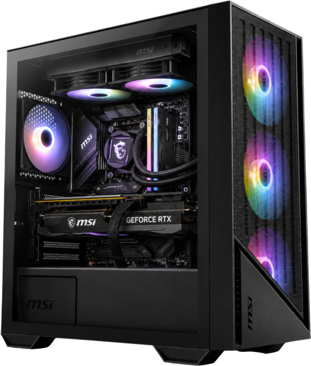MSI PRO FORGE M051A with 4 ARGB fans Pre Installed Mini Tower Cabinet with USB 2.0 and USB 3.0 Ports Compatible with Computer (Black)