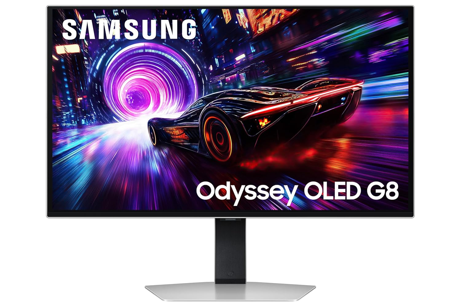 Samsung 27" (68.5cm) Odyssey G8 QD-OLED 4K Gaming Monitor|UHD 3840 x 2160|240Hz|0.03ms|HDR TrueBlack 400|OLED Safeguard+|FreeSync Premium Pro|Height-Tilt-Pivot Adjustable Stand|LS27FG810SWXXL|Silver