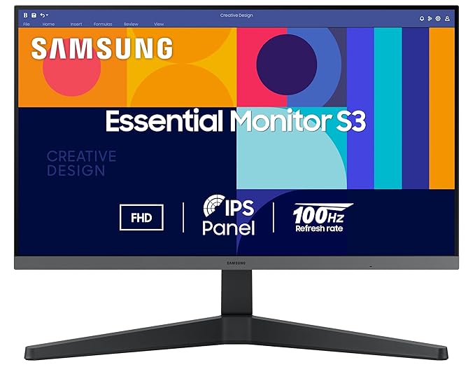 Samsung 27-inch (68.59cm) FHD, IPS, 100 Hz, 1920 x 1080 Flat Monitor, Bezel Less Design, AMD FreeSync, Flicker Free, HDMI, Display Port (LS27C330GAWXXL, Black)