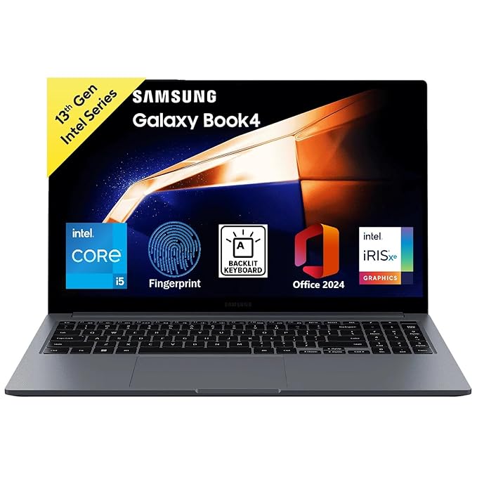 Samsung Galaxy Book4 15.6" Full HD Screen | Intel Core i5 1335U Processor | 16GB RAM | 512GB SSD | Windows 11 Home | ms-Office | Fingerprint Reader 