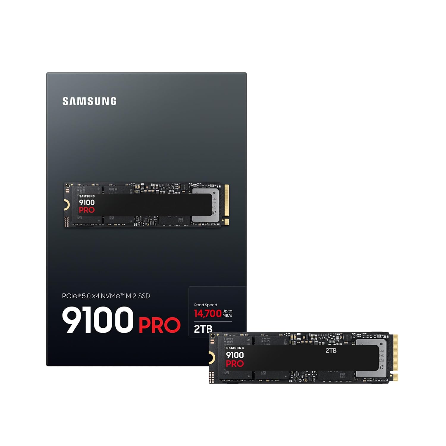 Samsung SSD 9100 PRO 2TB, PCIe 5.0x4 M.2 2280, Seq. Read Speeds Up to 14,800MB/s, Best for AI Computing, Gaming, and Heavy Duty Workstations (MZ VAP2T0B)
