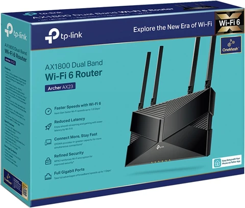 TP-Link Archer AX23 AX1800 Dual-Band Wi-Fi 6 Router (1800 Mbps Speed Gigabit Wireless | Beamforming OFDMA | Next-Gen Platform Dual-Core CPU | One Mesh Easy Setup) Black