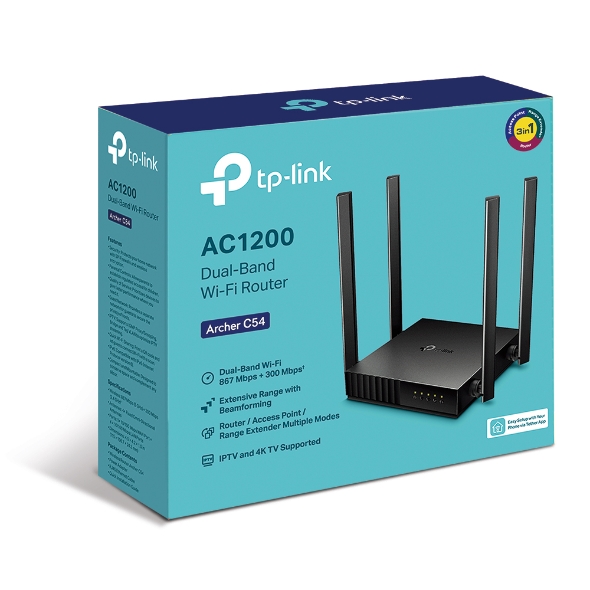 TP-Link Archer C54 AC1200 Dual Band Wi-Fi Router | 1200 Mbps Wireless WiFi Speed | Multi-Mode | 4 Antennas | Parental Controls | Guest Network 2.4 GHz