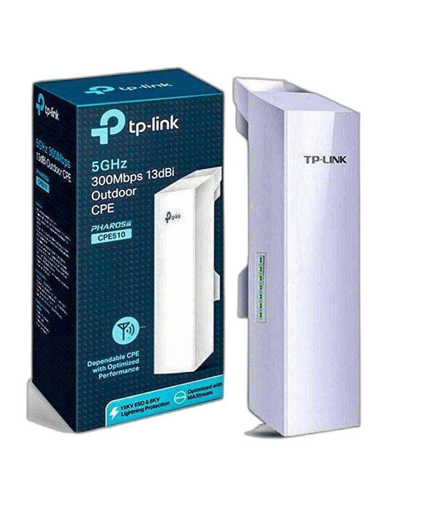 TP-Link 5GHz N300 Long Range Outdoor CPE for PtP and PtMP Transmission | Point to Point Wireless Bridge | 13dBi, 15km+ | Passive PoE Powered w/Free PoE Injector | Pharos Control (CPE510) White