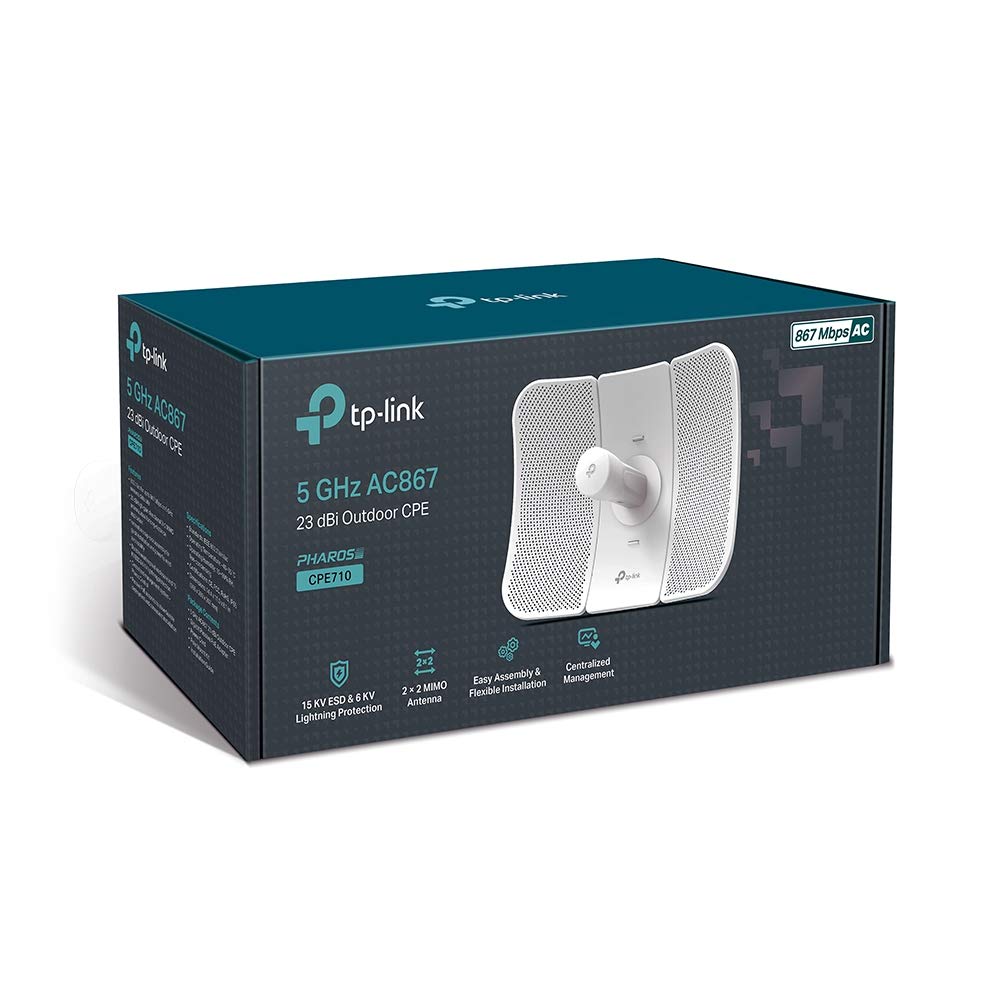 TP-LINK CPE710 5GHz AC 867Mbps 23dBi Outdoor CPE Antenna, high-gain, 2×2 MIMO, Passive PoE, 802.11ac, Wireless Access Point