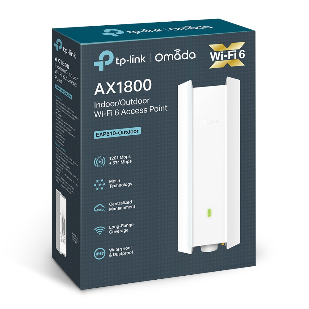 Tp-Link Eap610 Outdoor | Omada True Wifi6 Ax1800 Gigabit External Access Point | Mesh, Continuous Roaming, Mu-Mimo | Poe+ Powered | Ip67 | Multiple Sdn Controller | Remote & App Control - Dual Band