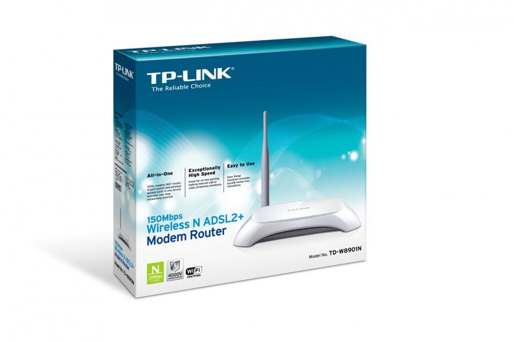TP-Link TD-W8901N – Wireless N ADSL2+ Modem Router (150Mbps, White)